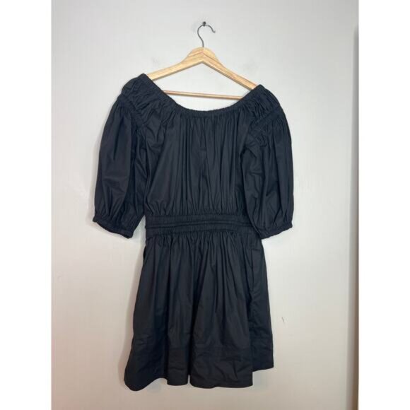 NEW A.L.C. Maya Off The Shoulder Smocked Half Sleeve Mini Dress Black Size: 6 - Picture 5 of 7